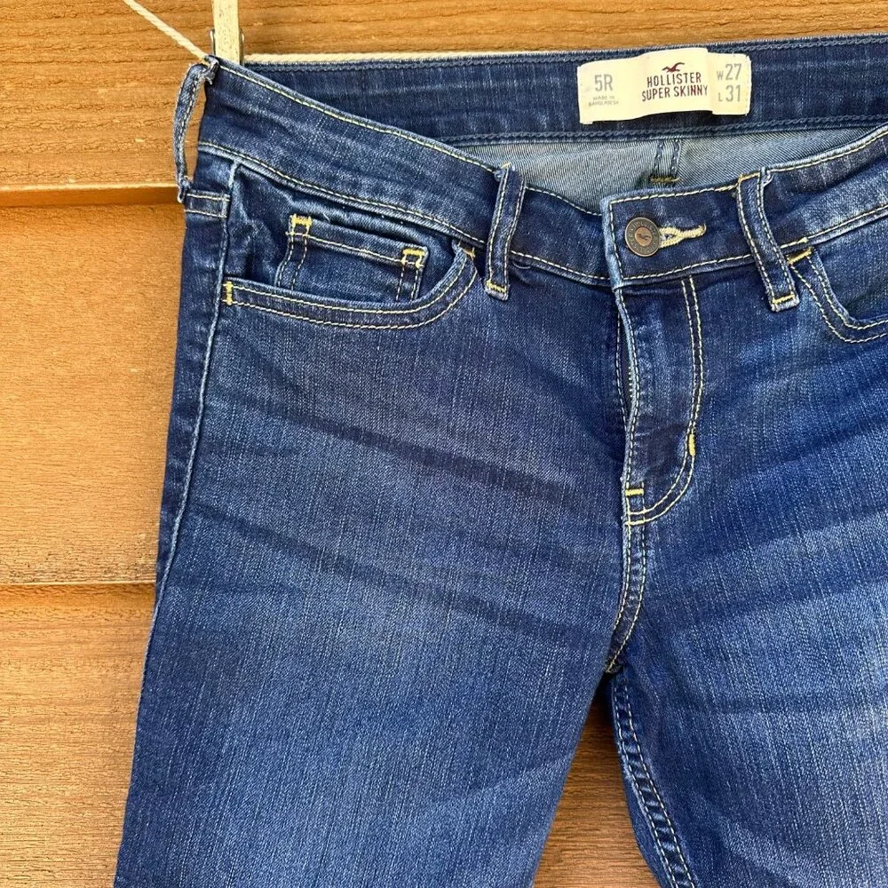 Hollister Super Skinny Low Rise Dark Blue Jeans Size 27 - Picture 7 of 13